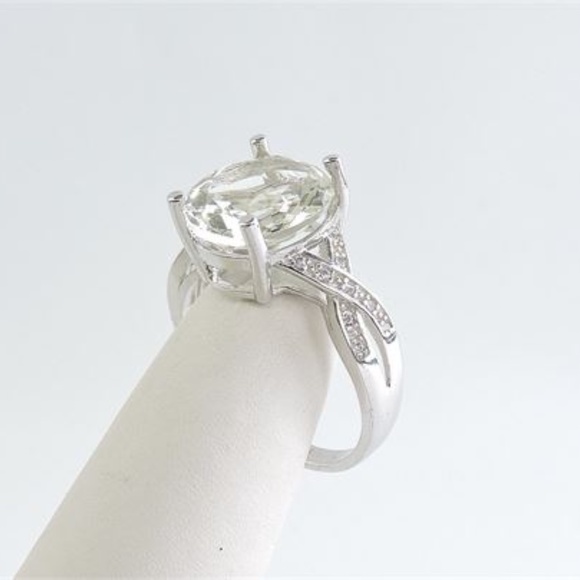 925 Silver Green Amethyst & Cubic Zirconia Ring - Picture 3 of 5